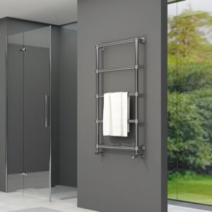 Space-saving towel rail for bathrooms