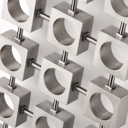 Close-up photo of AEON Lokum radiator in Brushed Matt Stainless Steel finish