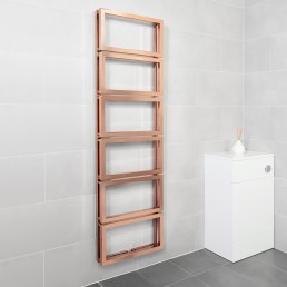Fatih 5F17 heated towel rail in Rose Gold Polished PVD finish